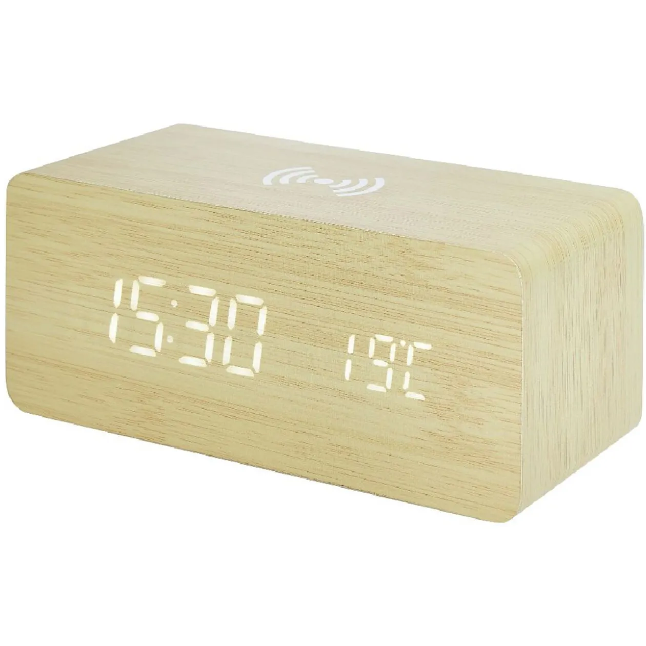 Réveil rectangulaire bois naturel