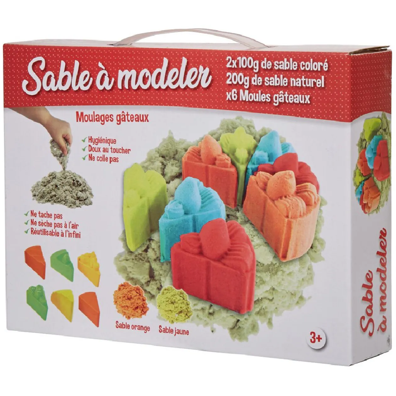 Sable à modeler Elastik' 200gr avec 6 moules