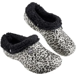 Sabot Hipps fourré imprimé léopard noir et blanc 38/39