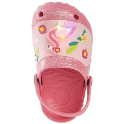 Sabot lumineux rose pailletté fleurs