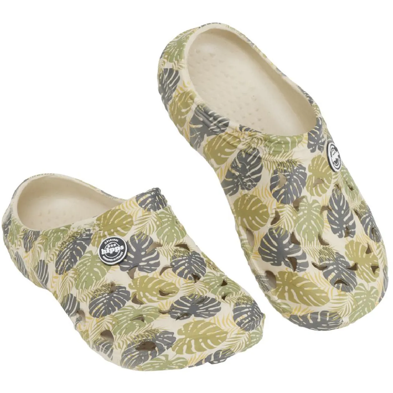 Sabots Hipps Junior plastique vert imprimé feuille monstera T32/33