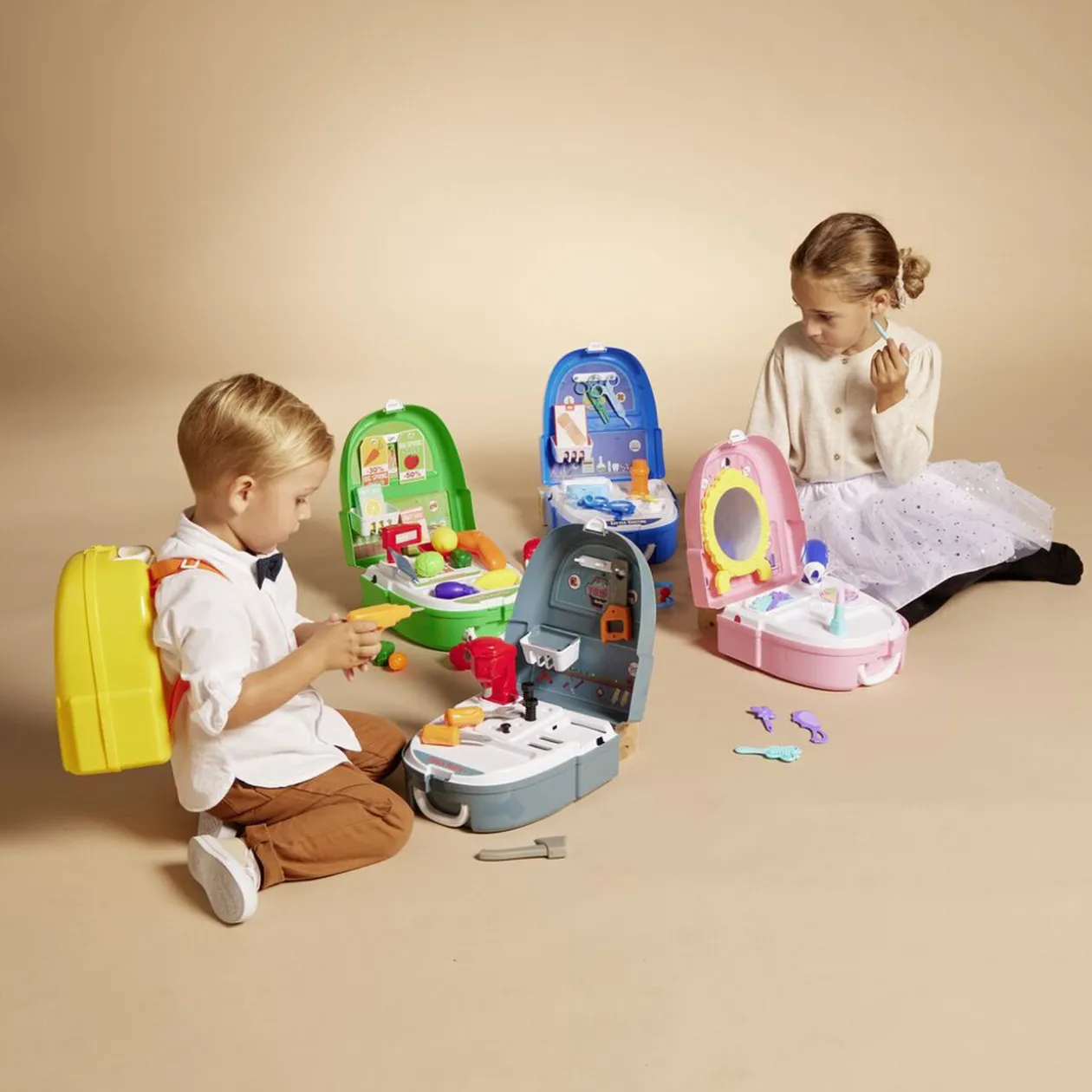 Sac à dos jouet enfant marchand supermarché 22 pièces