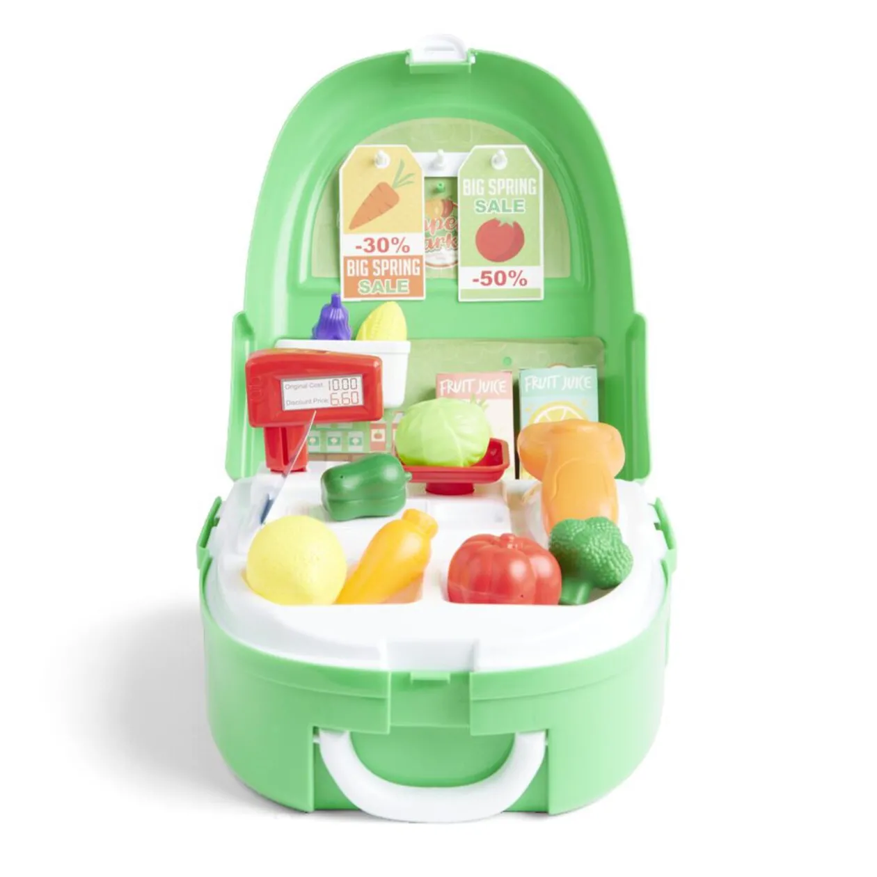 Sac à dos jouet enfant marchand supermarché 22 pièces