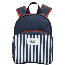 Sac à dos maternelle bleu rouge avec rabat rayé blanc bleu