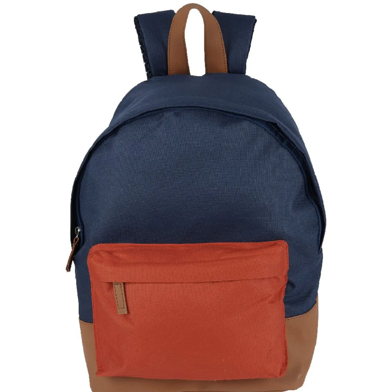 Sac à dos maternelle effet simili bleu rouge marron