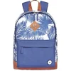 Sac à dos motif feuillage tropical bleu et blanc