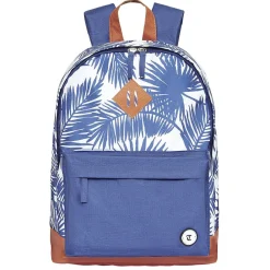 Sac à dos motif feuillage tropical bleu et blanc