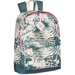 Sac à dos motif feuillage tropical rose et vert foncé