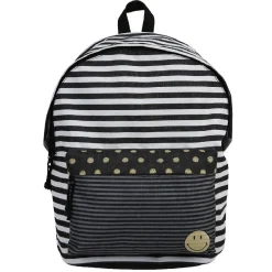 Sac à dos rayé noir et blanc design smiley