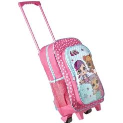 Sac à dos Trolley LOL motifs étoilés roses avec roulettes