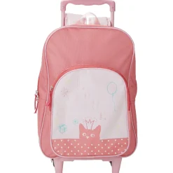 Sac à dos Trolley rose motif chat avec roulettes