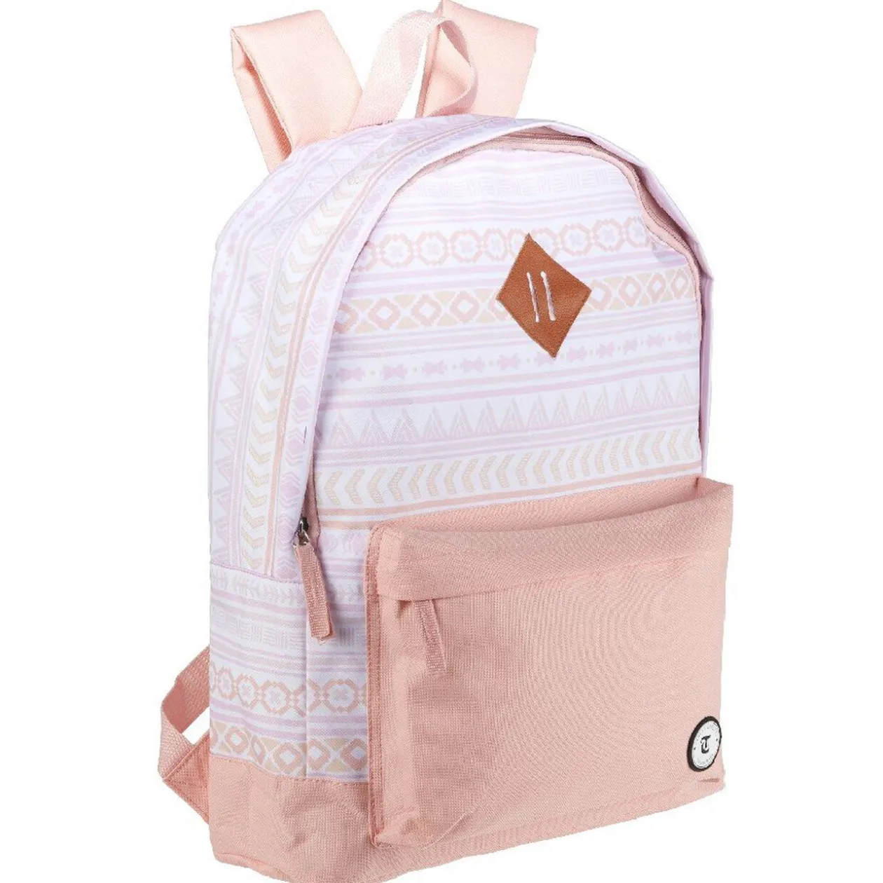 Sac à dos Tucson design frise géométrique rose pâle et blanc