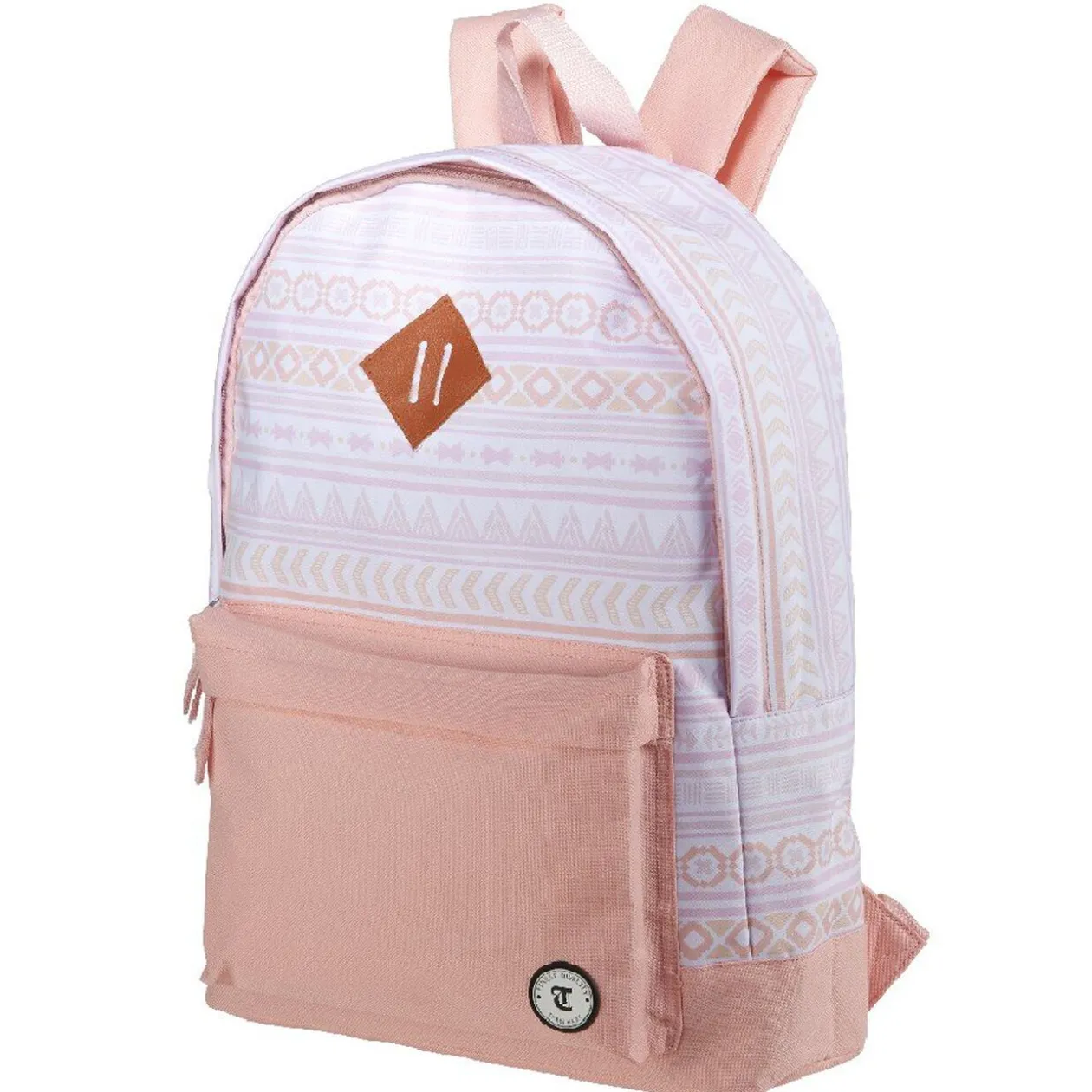 Sac à dos Tucson design frise géométrique rose pâle et blanc