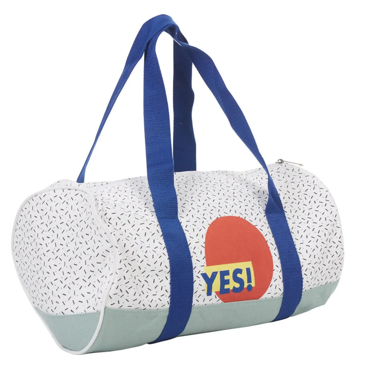 Sac de bowling blanc bleu inscription Yes motif rond rouge
