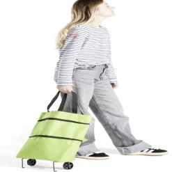 Sac de courses ajustable à roulettes 20L orange ou vert