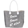 Sac de plage gris et message d'été