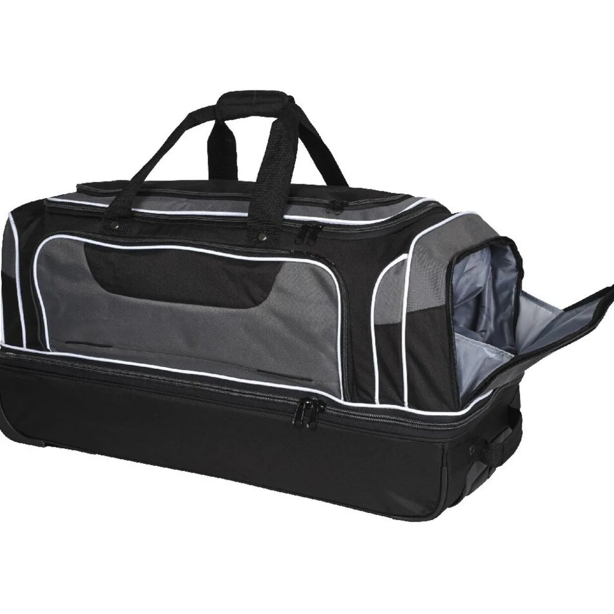 Sac de voyage à roulettes noir et gris