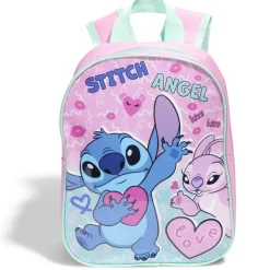 Sac goûter enfant Stitch et Angel 22x10xH28cm PVC rose