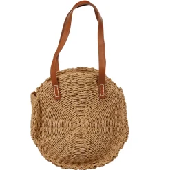 Sac rond en paille naturel collection tropical