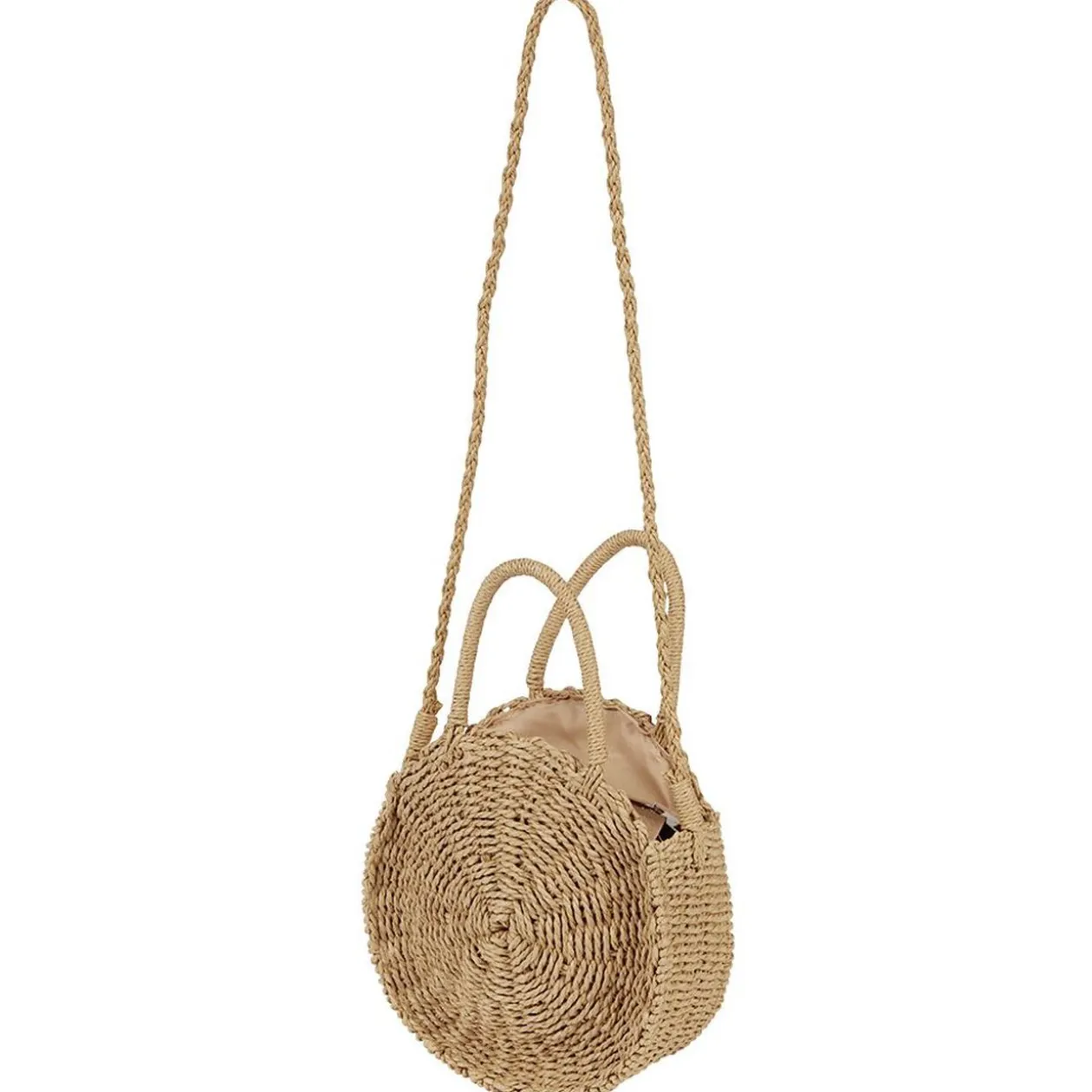 Sac rond en paille tressé Ø 26 cm