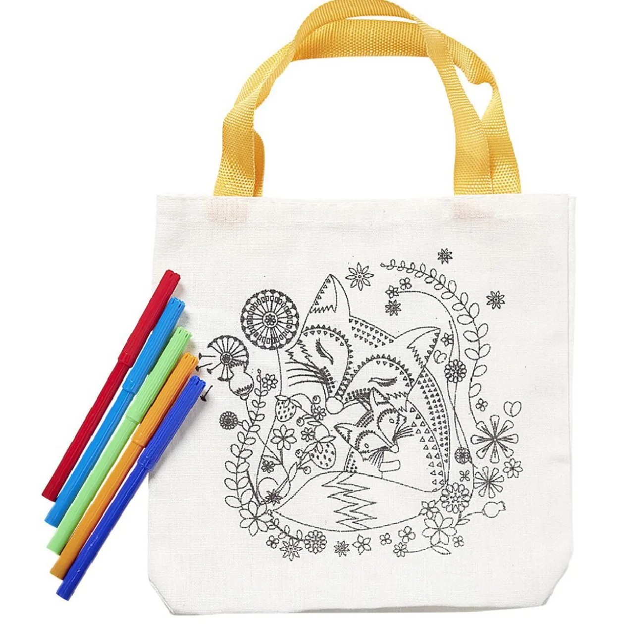 Sac totebag à colorier avec 5 feutres 2 modèles