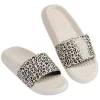 Sandales claquettes plastique beige bride imprimé léopard 38/39