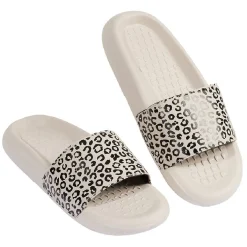 Sandales claquettes plastique beige bride imprimé léopard 38/39