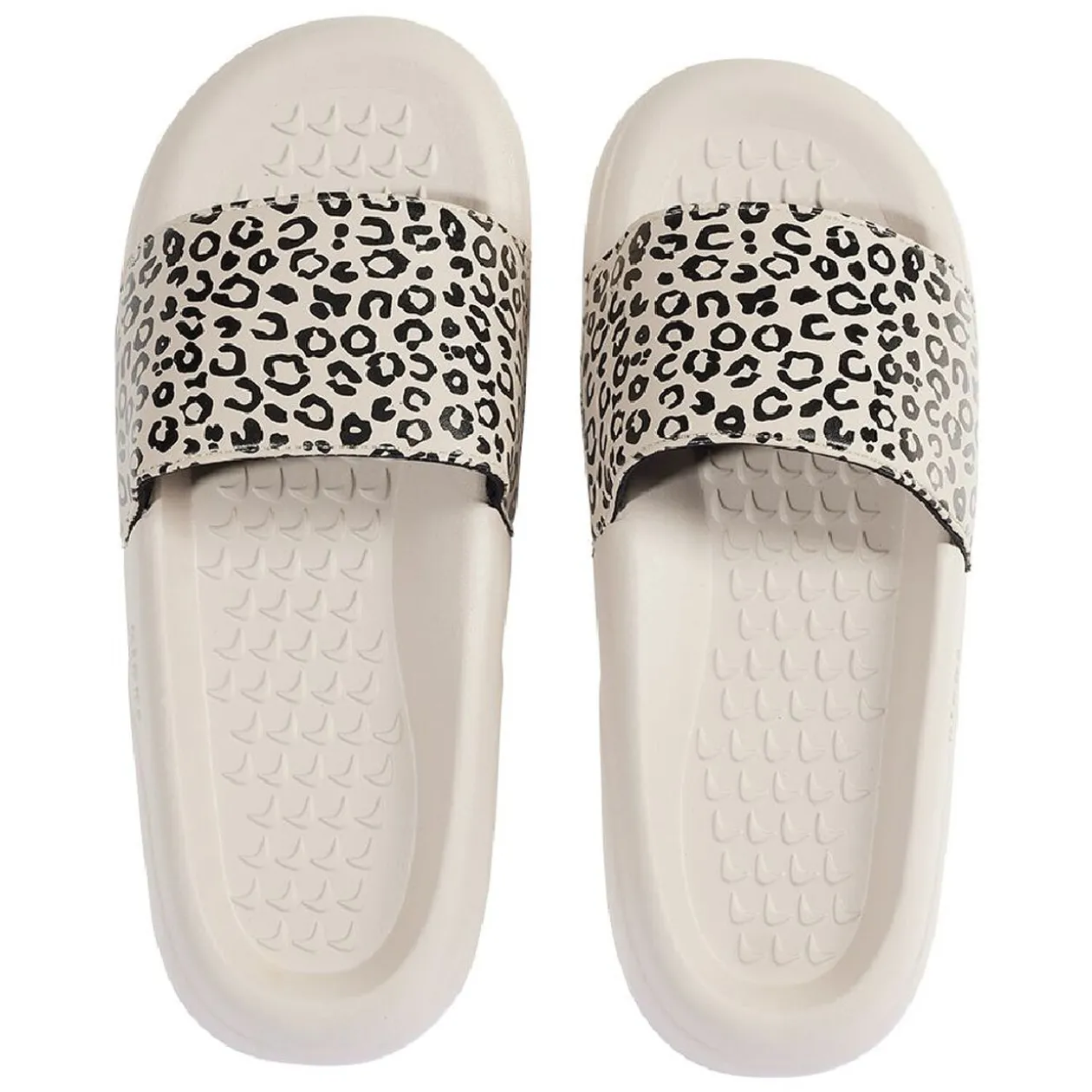 Sandales claquettes plastique beige bride imprimé léopard 38/39