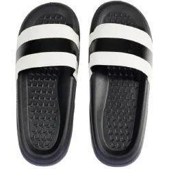 Sandales claquettes plastique noir avec bandes blanches 42/43