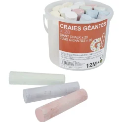 Seau de 20 craies géantes multicolores