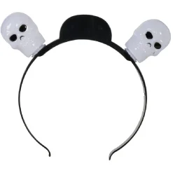 Serre tête noir 2 crânes lumineux blanc