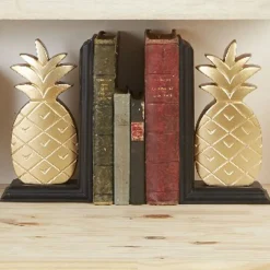 Serre-livre ananas noir doré x2