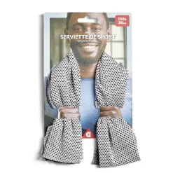 Serviette de sport grise 100x30cm polyester