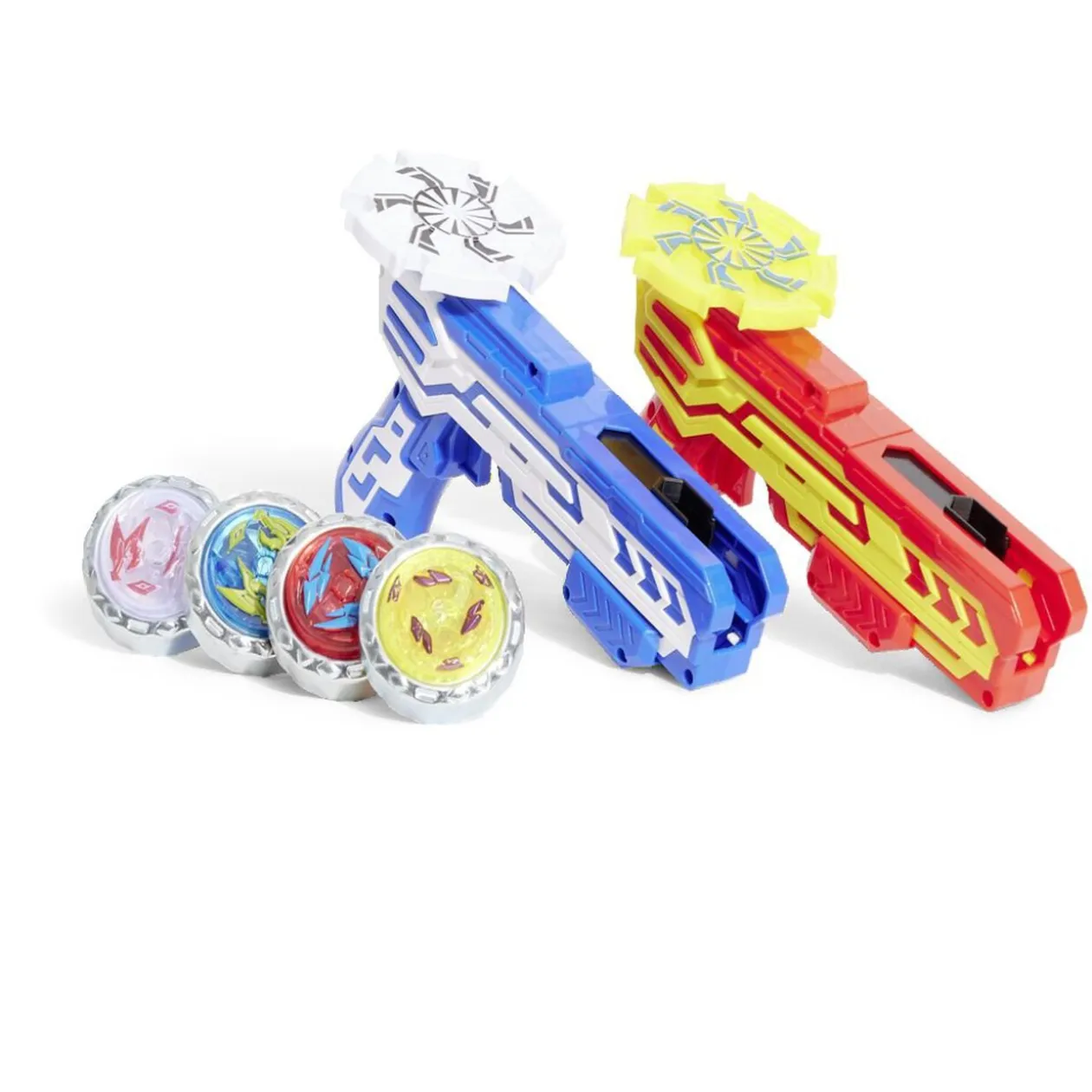 Set de 2 pistolets et 4 toupies avec arène