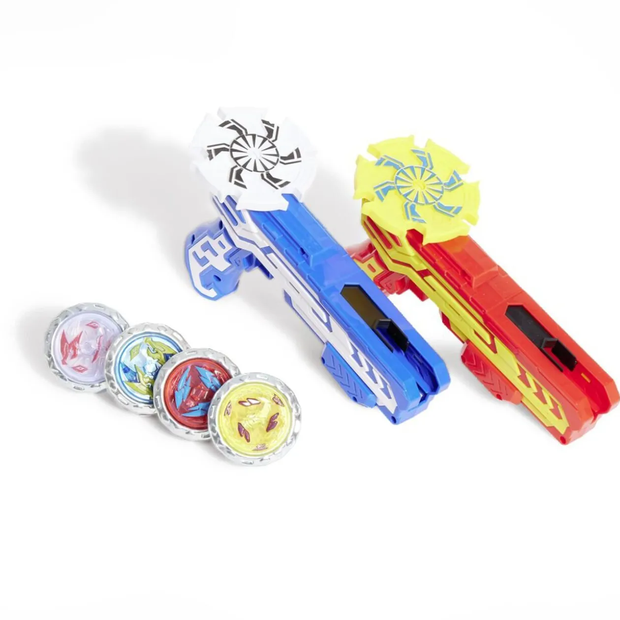 Set de 2 pistolets et 4 toupies avec arène