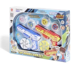 Set de 2 pistolets et 4 toupies avec arène