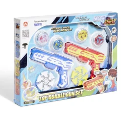 Set de 2 pistolets et 4 toupies avec arène