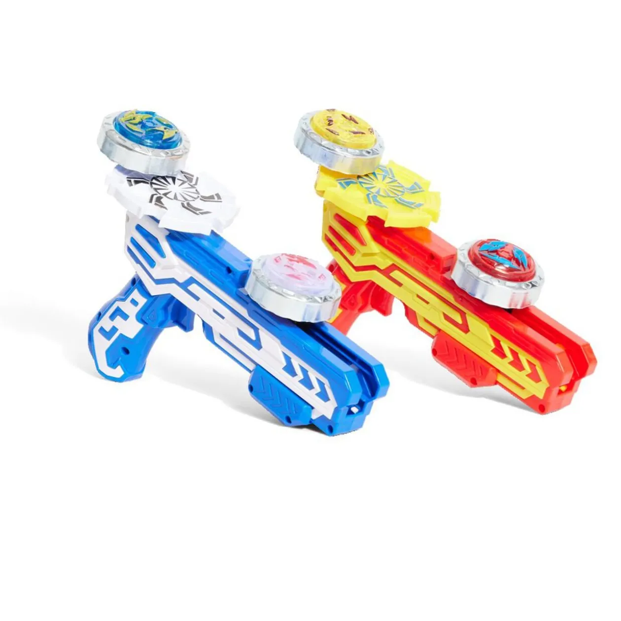 Set de 2 pistolets et 4 toupies avec arène