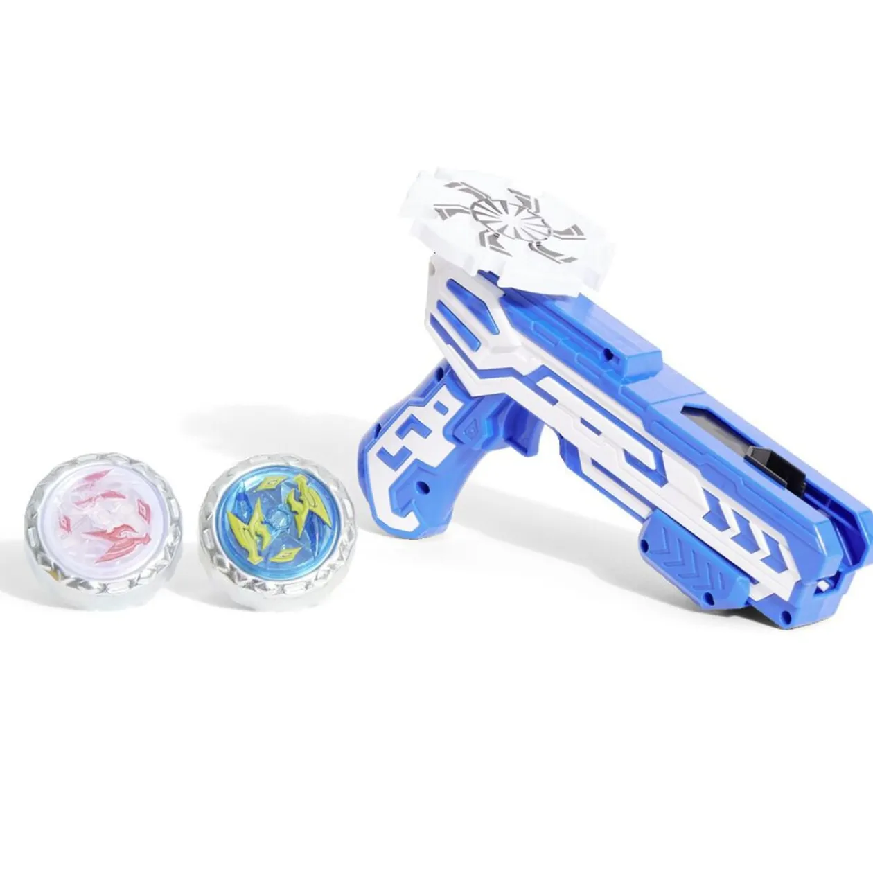 Set de 2 pistolets et 4 toupies avec arène