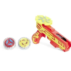 Set de 2 pistolets et 4 toupies avec arène