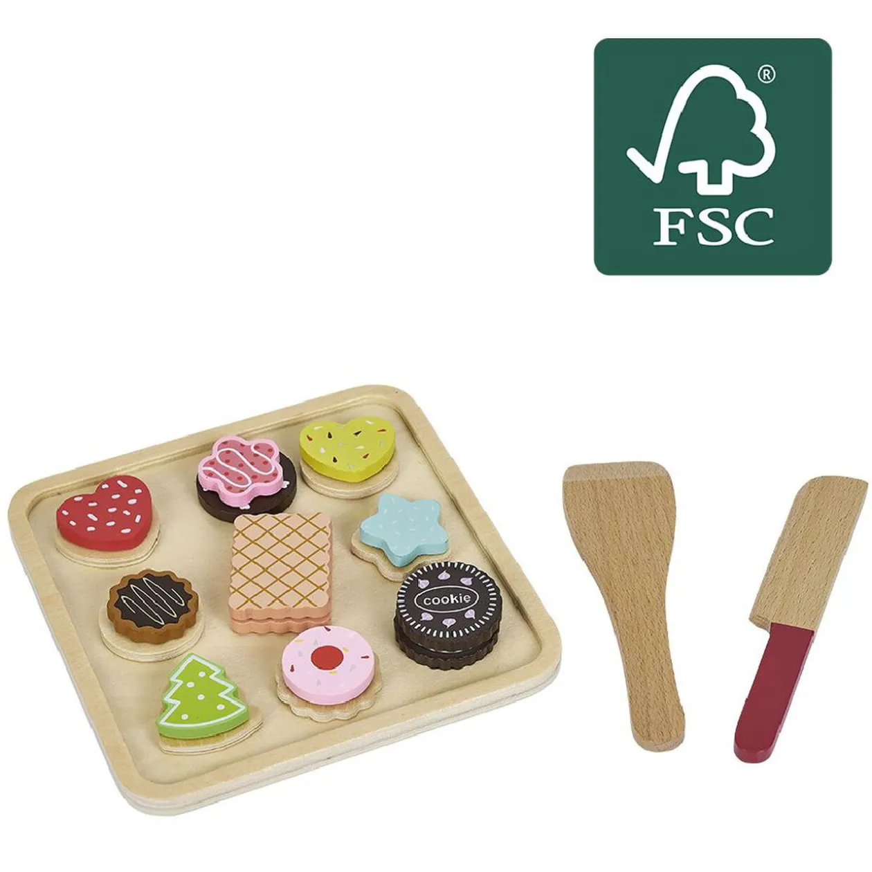 Set du petit pâtissier en bois - plateau de pâtisseries