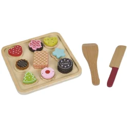 Set du petit pâtissier en bois - plateau de pâtisseries