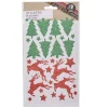 Sticker pailleté rouge et vert sapin renne