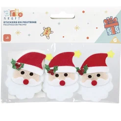 Stickers Père Noël rouge et blanc en feutrine x3