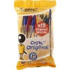 Stylo à bille Cristal Original Bic bleu vert rouge noir x15