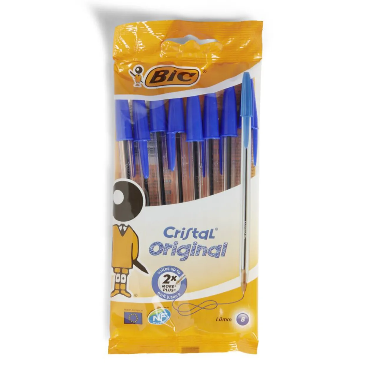 Stylo BIC bleu Cristal original x8