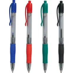 Stylo bille rétractable noir rouge bleu vert x10