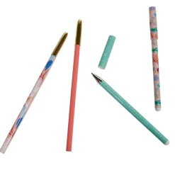 Stylo bille x2 et crayon à papier x2 motif floral