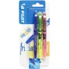 Stylo FriXion roller ball effaçable 1x bleu 2x rose et jaune lumineux