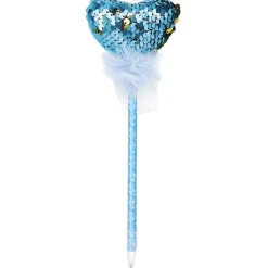 Stylo pompon et coeur sequin H22cm